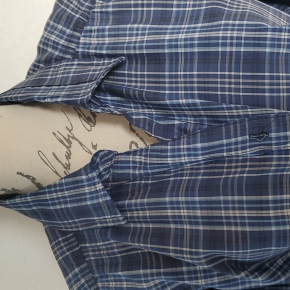 Blue plaid blouse, Women's blouse xl, dress barn, buttoned shirt with collar - Picture 3 of 7